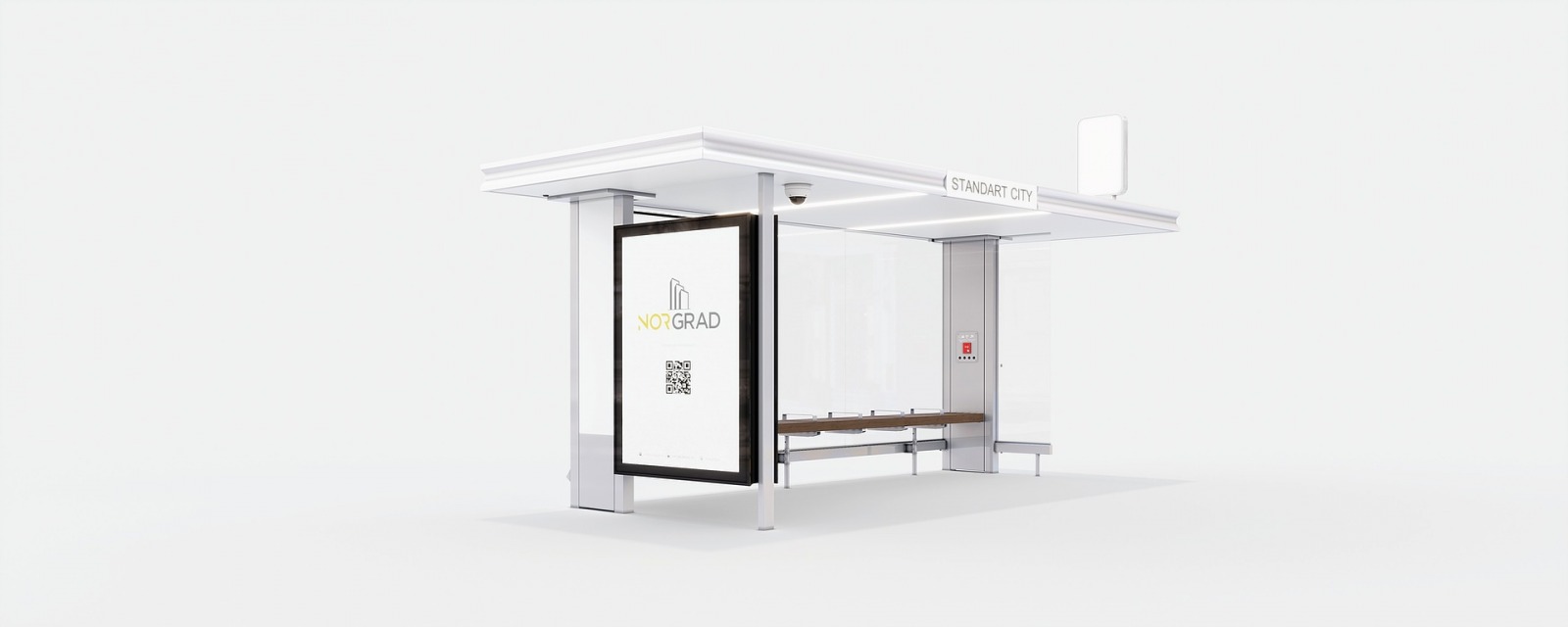 Остановочный павильон STANDART RAIL 20 с интерактивной панелью